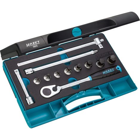 Hazet Jeu de douilles mâles - Carré creux 12,5 mm (1/2 pouce) - Profil à 6 pans intérieurs - Nombre d'outils: 12 - 985 (1/3)
