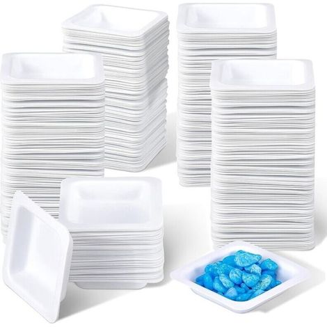 Packung mit 200 kleinen Einweg-Wiegeschalen aus Kunststoff (7 ml) für Waagen, quadratische Wiegeschalen aus Kunststoff, Mini-Ausgießschalen