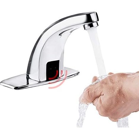Automatic Basin Faucet, Hands Free Electronic Cold and Hot Water Faucet Smart Sink Faucet Bathroom Kitchen (Batteries Not Included) (Automatic Basin Faucet)