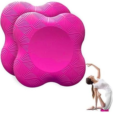 Lot de 2 Genouillères de Yoga - Tapis Antidérapants pour Protéger les Genoux et les Coudes (Rose) (1/5)