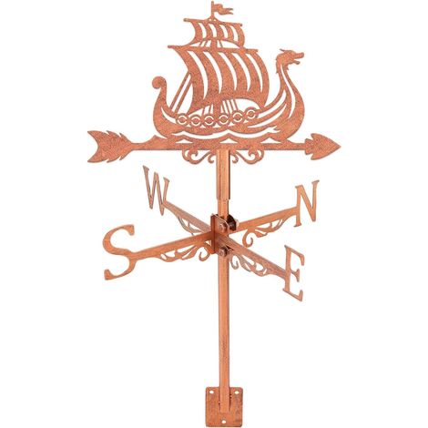 Weathervane Boat Wind Direction Indicator Measuring Instrument Installation on Weathervane Garden Outdoor Farm Back Yard Belvedere Barn Decoration Art Copper Red (1/5)