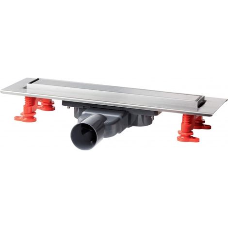Wirquin Pro – Caniveau de douche extra-plat 50 mm L300 mm avec siphon membrane – Installation sol carrelé – Sortie horizontale – Norme accessibilité PMR (1/5)