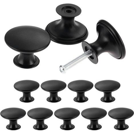 Boutons de placard vintage chic, Poignées de placard de cuisine de style antique, Boutons de porte de meubles ronds,Noir(12pcs) (1/4)