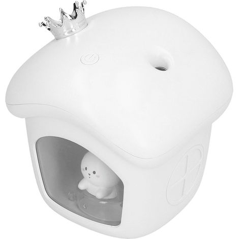 Crown Luftbefeuchter (350 ml) für Haustiere, mit Nachtlicht, transparentem Wassertank, USB-aufladbar mit integriertem Akku, Weiß (1/5)