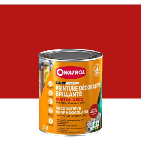 Owatrol-RUSTOL DECO BRILLANT-Peinture antirouille décorative-Rouge sécurité (RAL 3001) 0.75 litre (1/5)