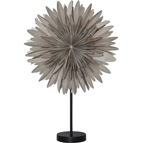 EGLO Tischlampe mit Weihnachtsstern Winter, Dekostern beleuchtet aus Papier in Beige mit Standfuß aus Metall in Schwarz, 3D Fenster-Leuchtstern stehend mit Kabel, E14 Fassung (1/4)