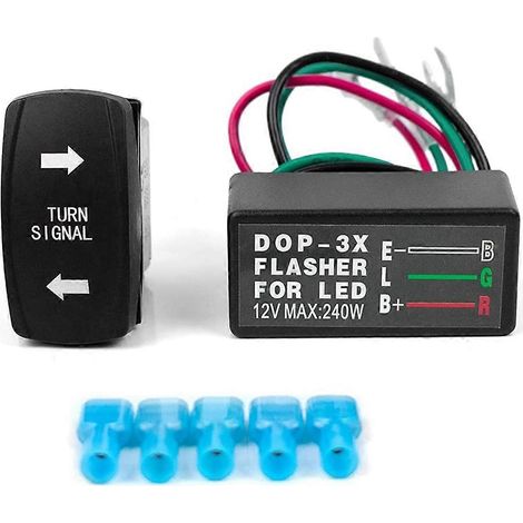 Universeller 12V 3-Draht-Blinkerregler mit Blinkerschalter und LED-Blinkerrelais für Boote, LKWs, PKWs, ATVs und UTVs (1/5)