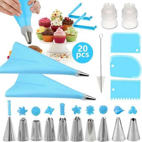 Douilles Pâtisserie - Ouilles - Acier Inoxydable - DIY Kits - Décoration de Gâteaux - Bleu-Ywey (1/4)