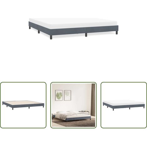 Sommeil confortable - Cadre de lit sans matelas gris foncé 180x220 cm velours (1/5)
