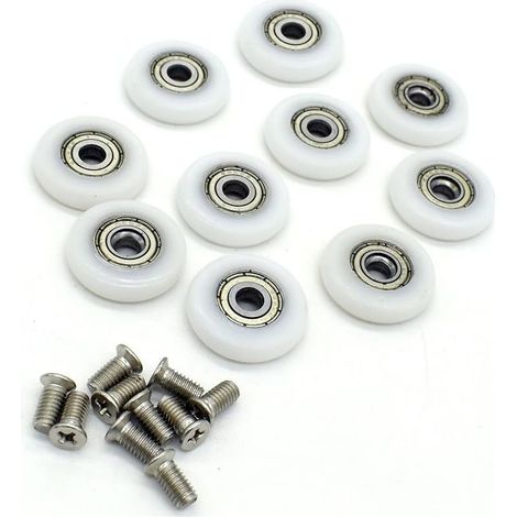 - Lot de 10 roulettes de rechange pour porte de douche - Diamètre : 22 mm