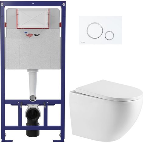 Swiss Aqua Technologies WC-Set Vorwandelement ECO 2L SAT + Hänge-WC SAT + Betätigungsplatte weiß/chrom (STEST67WR04-IN)