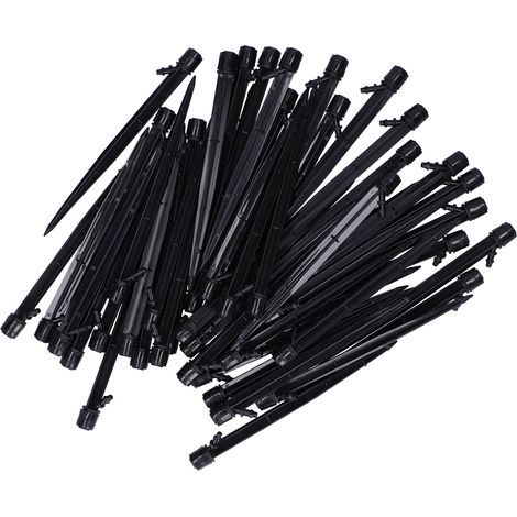 arrosage automatique-50 Pièces Dripper d'irrigation Insert Sol 1/4" – Pour jardins, potagers et serres – ABS Noir 18,2 cm/7,2 in – Kit d'arrosage goutte à goutte efficace (1/5)
