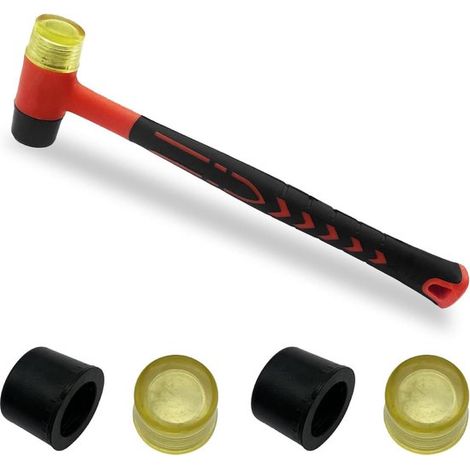 Piccolo martello in gomma da 25 mm con 4 testine di ricambio. Ideale per campeggio, pavimenti in vinile, lavori manuali e creazione di gioielli. Resistente e versatile. (1/5)