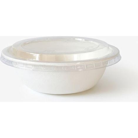 Bol en papier blanc jetable 350 ml, couvercle en PET