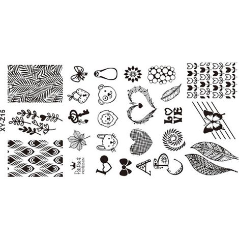 Plaque de stamping rectangulaire en acier inoxydable z15 - Gabarit DIY pour impression manucure, motif ongle (1/3)
