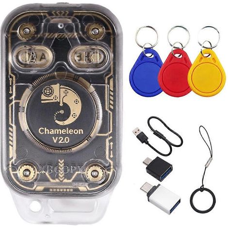 Chameleon V2.0 RFID-Chip-Lesegerät, Emulator, NFC-Duplikator, 125K-Kartendecoder, 13,56 MHz + 3XUID Chameleon Ultra Schlüsselanhänger (1/5)