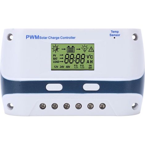 Contrôleur de charge PWM 40A, écran LCD, sortie USB, contrôleur étanche, adapté aux systèmes solaires, compatible avec les batteries 12V et 24V, avec protection contre les surcharges et les courts-cir (1/5)