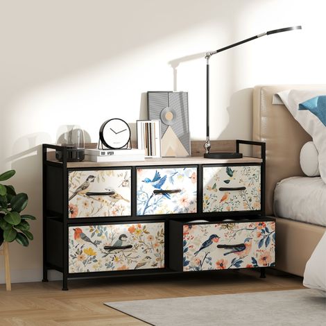 Stylish White Chest of Drawers with Five Removable Storage Units,Durable Steel Frame,and Adjustable Feet for Stability