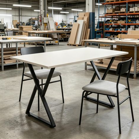 Pieds de table en acier, pieds de bureau en forme de X avec glissières réglables et vis (uniquement avec 2 pieds de table, 4 pieds) (1/4)