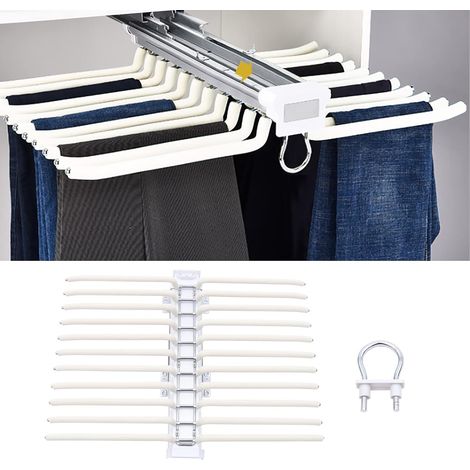 Percha Pantalones Percha Pantalones Deslizante Acero Inoxidable Multiusos Extraíble Percha Pantalones Vaqueros Antideslizante 22 Varillas, Beige