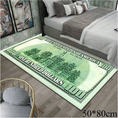 Tapis créatif à motif dollar – Tapis de chambre épais, résistant, antidérapant et facile à nettoyer, paillasson d'entrée, convient au salon et autres pièces, 50 x 80 cm,1 Dollar (1/4)