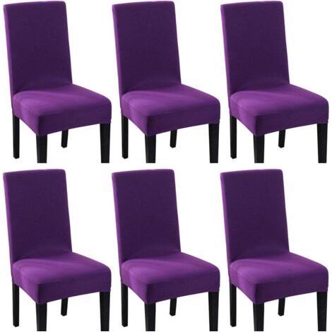 Elastic Spandex Chair Cover Stretch Chair Cover (6pcs, Purple) (1/5)