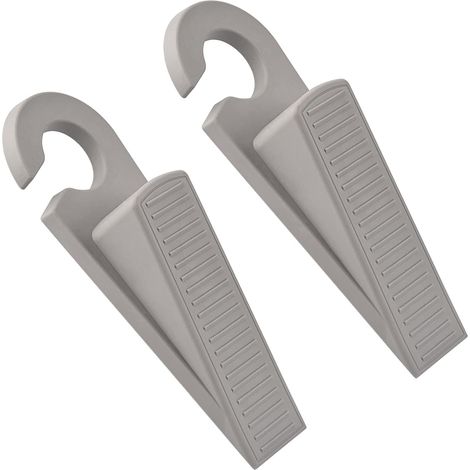 Rubber Door Stop Wedge Door Stopper - Heavy Duty Hook Type Doorstops Bottom Floor Door Jam, Gray,Wedge-Gray-2 Pack (1/5)