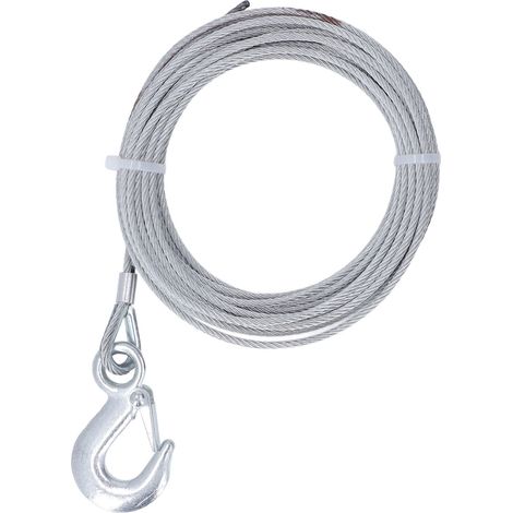 Câble de treuil 4 mm x 12 m, résistance 2000 lb, acier inoxydable galvanisé, remplacement (1/5)