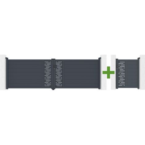 Schwingtor 4 m ARLBERG H. 120 cm grau + graues Aluminiumtor 1 m ARLBERG H. 120 cm (1/5)