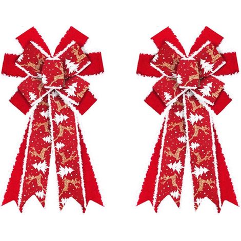 2 Large Christmas Bows for Wreath, Red Velvet Wreath Bows for Christmas Decoration, Glitter Christmas Tree Winter Red Bow for Front Door Indoor Outdoor Christmas Tree Wall Decoration, (1/5)