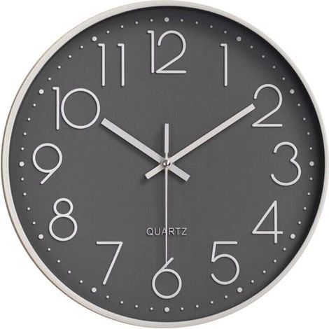 Modern Clock Silent Non-Ticking Wall Clock, Silent Mute Wall Clock Wall Pendulum for Bedroom Kitchen Living Room - Gray-30CM MUMU (1/4)