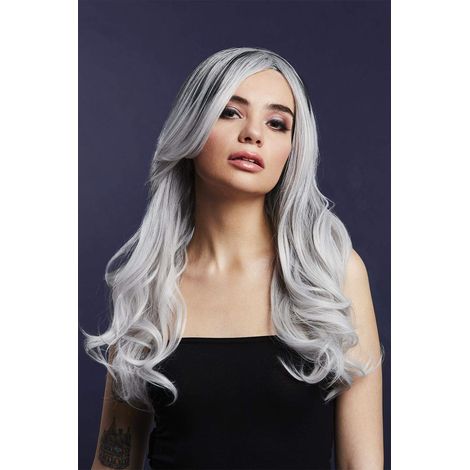 Fever Khloe Wig - True Blend - Ice Silver - Long Wave with Centre Parting - 56cm/22in - 70291