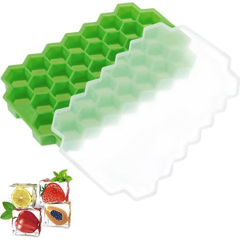 Eisform – Lebensmittelechtes Silikon – 37 Fächer – Inklusive auslaufsicherem Deckel – Für Kaltgetränke – Einzeln erhältlich (1/5)