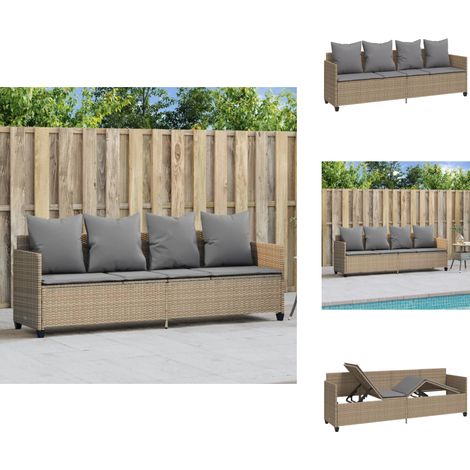 Sonnenliege mit Kissen Beige Poly Rattan - Sonnenliege - Gartenliege - Liege - Outdoor Möbel - Relaxieren Im Garten (1/5)