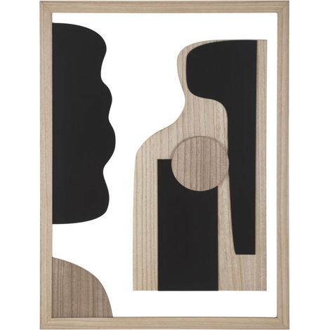 Pannello da parete Astry A in MDF con forme astratte nere e legno