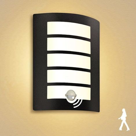 Applique Murale Extérieur/Intérieur avec Détecteur de Mouvement E27 LED Noir,12W Blanc Chaud 1200lm Luminaire IP44 Exterieur Étanche ABS,Lampe Exterieur pour Escalier Couloir Garage (1/5)