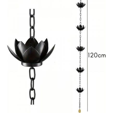 Chaîne de Pluie avec Coupelles Lotus, Déviation D' pour Gouttières, décoration de jardin,120cm (1/5)