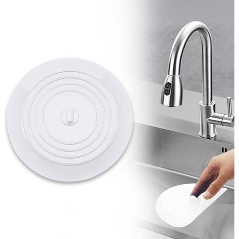 6 Pouces Bouchon de Baignoire en Silicone Bouchon de Vidange pour la Cuisine, la Salle de Bain et Blanchisseries(Blanc) (1/5)