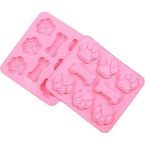 Mini moule en silicone pour patte et os de chien, 8 cavités, compatible four et congélateur, pour glaçons, puddings, bonbons gélifiés (1/4)