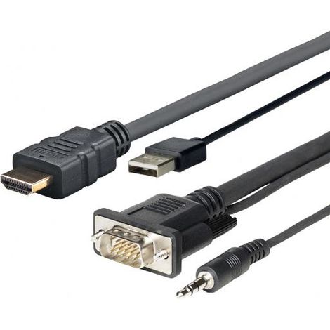 Adattatore Vivolink PROHDMIMVGA1 HDMI+VGA+USB+3,5 mm 1 m Nero