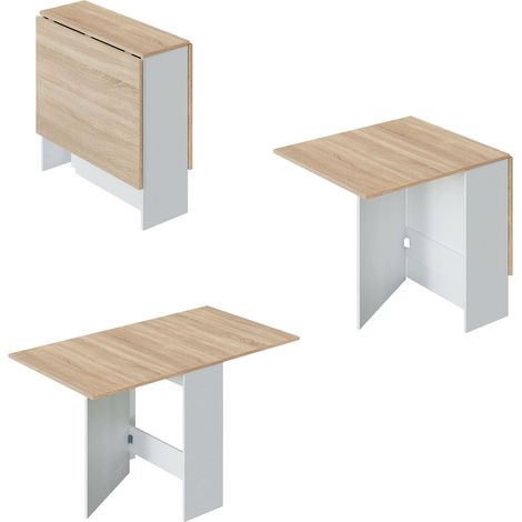 Ausziehbarer Tisch Toledo, Klappbarer Esstisch mit klappbarer Platte, Klappbarer Hilfstisch, cm 31x77h78, Weiß und Eiche (1/5)