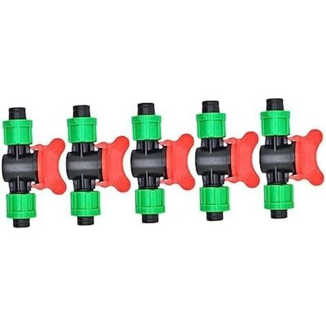 CSPARKV 5 Pièces Valve Verte 16mm Tuyau d'arrosage Raccord cannelé 1/2 soupapes durite Lien Goutte à Goutte Valve Droite à Double Bouton Extérieur goutteur Vanne Droite Changer Accessoires (1/5)