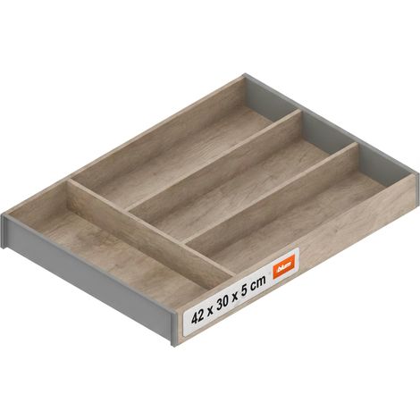 range-couverts organiseur de tiroir pour cuisines et meubles modernes trie et range couverts avec clarté avec pieds antidérapants 42×30×5 cm Chêne Nebraska (1/5)