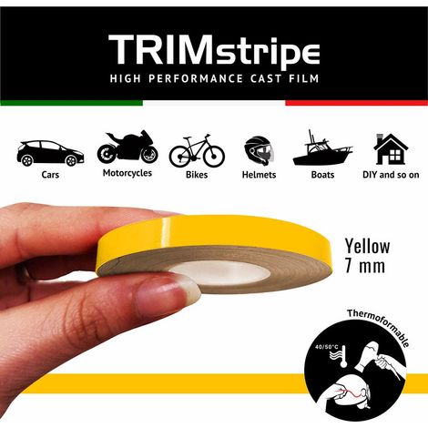 Trim Stripe Strisce Adesive per Auto, Giallo - Dimensione: 7 MM X 10 MT