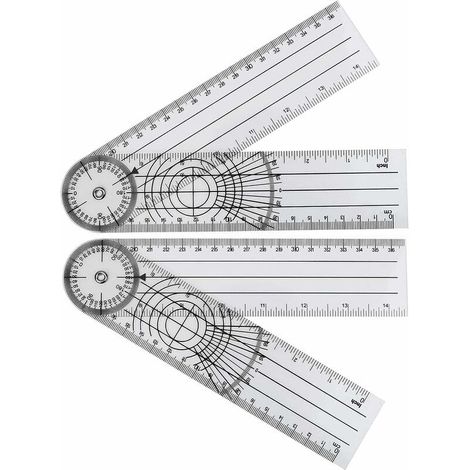 RHG Règle d'angle de rapport Rapport d'angle avec échelle de jauge Goniomètre d'angle de rapport Outil de mesureSystème mm/pouce 2 pièces (1/4)