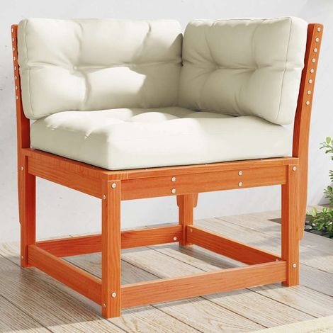 vidaXL Canapé d'angle de jardin coussins cire marron bois pin massif (1/5)