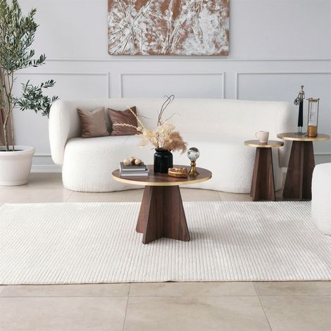 Table basse ronde en mélamine Mushroom 60 - Noyer (1/5)