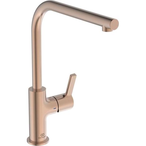 Ideal Standard – Gusto Miscelatore cucina, Bocca alta tonda a L, con cartuccia FirmaFlow, bocca girevole a 360°, facile da installare con fissaggio EasyFix+, Sunset Rose (1/5)