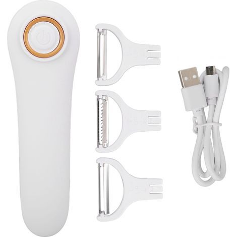 Tragbarer, per USB aufladbarer elektrischer Obst- und Gemüseschäler mit 3 Schneidaufsätzen für den Hausgebrauch (1/5)