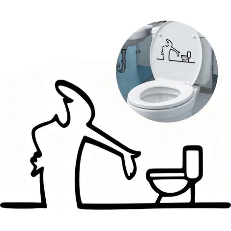 Stickers WC Humoristiques 15.8x8.2 cm - Signalétique Toilettes Autoadhésive pour Intérieur et Extérieur - Plaque de Propreté pour Restaurant Bureau École et Lieux Publics (1/5)
